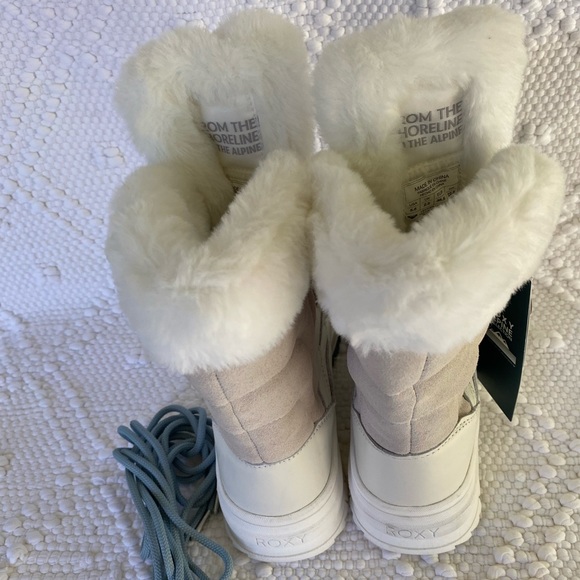 ROXY• “Kaori”•Winter White• Lace up•Leather & Faux Fur•Boots•5.5•NWT! - Picture 9 of 14